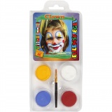 Eulenspiegel Gesichtsschminke - Motivset, Clown, Sortierte Farben, 1 Set