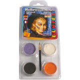 Eulenspiegel Gesichtsschminke - Motivset, Halloween-Hexe, Sortierte Farben, 1 Set