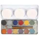 Eulenspiegel Gesichtsschminke, Weiß, 12 Farbe/ 1 Set