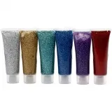 Glitter-Gel, Sortierte Farben, 6x18 ml/ 1 Pck