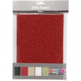 Moosgummi-Blätter, A5, Blatt 148x210 mm, Dicke 2 mm, Sortierte Farben, 5 Bl./ 1 Pck