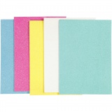 Moosgummi-Blätter, A5, Blatt 148x210 mm, Dicke 2 mm, Sortierte Farben, 5 Bl./ 1 Pck