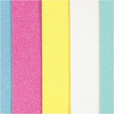 Moosgummi-Blätter, A5, Blatt 148x210 mm, Dicke 2 mm, Sortierte Farben, 5 Bl./ 1 Pck