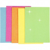 Moosgummi-Blätter, A5, Blatt 150x210 mm, Dicke 2 mm, Sortierte Farben, 5 Bl./ 1 Pck