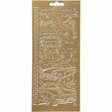 Sticker, Autos, Blatt 10x23 cm, Gold, 1 Bl.