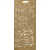 Sticker, Autos, Blatt 10x23 cm, Gold, 1 Bl.