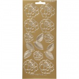 Sticker, Rosen, 10x23 cm, Gold, 1 Bl.