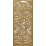 Sticker, Rosen, Blatt 10x23 cm, Gold, 1 Bl.