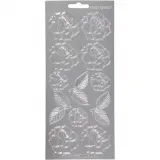 Sticker, Rosen, Blatt 10x23 cm, Silber, 1 Bl.
