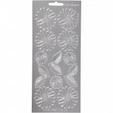 Sticker, Gänseblümchen, Blatt 10x23 cm, Silber, 1 Bl.