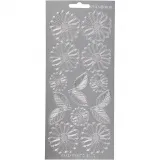 Sticker, Gänseblümchen, Blatt 10x23 cm, Silber, 1 Bl.