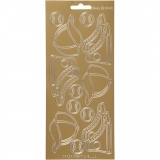 Sticker, Sport, Blatt 10x23 cm, Gold, 1 Bl.
