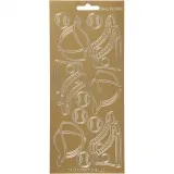 Sticker, Sport, Blatt 10x23 cm, Gold, 1 Bl.