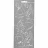 Sticker, Sport, Blatt 10x23 cm, Silber, 1 Bl.