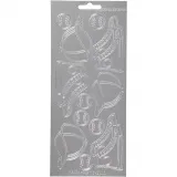 Sticker, Sport, Blatt 10x23 cm, Silber, 1 Bl.