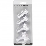 Ausstecher mit Stempelgriff, Blume, D 2,3+2,8+3,6+4,4 cm, Weiß, 4 Stk/ 1 Pck