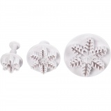 Ausstecher mit Stempelgriff, Schneeflocke, D 3,2+4,8+6,5 cm, Weiß, 3 Stk/ 1 Pck