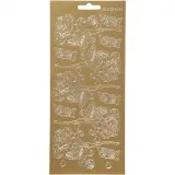 Sticker, Rosen, Blatt 10x23 cm, Gold, 1 Bl.