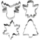 Ausstechformen, Weihnachtsbaum, Engel, Rentier, Schneeflocke, H 8 cm, 4 Stk/ 1 Pck