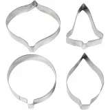 Ausstechformen, Glocke, Kugel, Regentropfen, Prisma, H 8 cm, 4 Stk/ 1 Pck