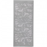Sticker, Rosen, Blatt 10x23 cm, Silber, 1 Bl.