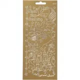 Sticker, Einhörner, Blatt 10x23 cm, Gold, 1 Bl.