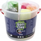 Knetmasse, H 9,5 cm, Neonfarben, 5x80 g/ 1 Eimer