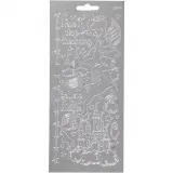 Sticker, Einhörner, Blatt 10x23 cm, Silber, 1 Bl.