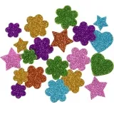 Moosgummifiguren, Sterne, Blumen und Herzen, D 19+29 mm, 800 sort./ 1 Pck
