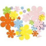 Moosgummi-Aufkleber, Blumen, Größe 10-60 mm, Dicke 2 mm, 670 Stk/ 1 Pck