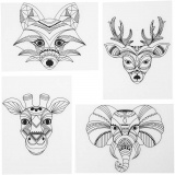 Plastikschrumpfplatten mit Motiven, Wilde Tiere, Blatt 10,5x14,5 cm, Dicke 0,3 mm, Matt transparent, 4 Bl./ 1 Pck