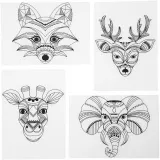 Schrumpffolie mit Motiven, Wilde Tiere, Blatt 10,5x14,5 cm, Dicke 0,3 mm, Matt transparent, 4 Bl./ 1 Pck