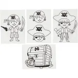 Schrumpffolie mit Motiven, Piraten, Blatt 10,5x14,5 cm, Dicke 0,3 mm, Matt transparent, 4 Bl./ 1 Pck