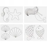 Schrumpffolie mit Motiven, Meerjungfrau, Blatt 10,5x14,5 cm, Dicke 0,3 mm, Matt transparent, 4 Bl./ 1 Pck