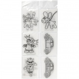 Plastikschrumpfplatten mit Motiven, 10,5x14,5 cm, Dicke 0,3 mm, Matt transparent, 36 Bl./ 1 Pck