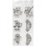 Plastikschrumpfplatten mit Motiven, Blatt 10,5x14,5 cm, Dicke 0,3 mm, Matt transparent, 36 Bl./ 1 Pck