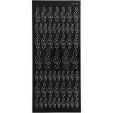 Sticker, Notenschlüssel, Blatt 10x23 cm, Schwarz, 1 Bl.