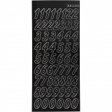 Sticker, Große Zahlen, Blatt 10x23 cm, Schwarz, 1 Bl.