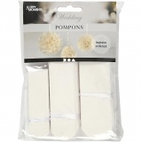 Seidenpapier-Pompons, D 20+24+30 cm, 16 g, Weiß, 3 Stk/ 1 Pck