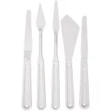 Plastik-Spachteln, L 17-20 cm, B 13-33 mm, Weiß, 5 Stk/ 1 Pck