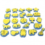 Moosgummi-Stempel, H 6-8 cm, B 6-8 cm, 24 Stk/ 1 Pck