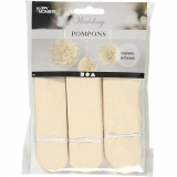 Seidenpapier-Pompons, D 20+24+30 cm, 16 g, Naturweiß, 3 Stk/ 1 Pck