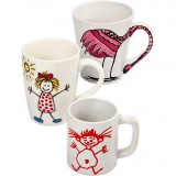 48 Porzellanbecher im Set, H 7-10 cm, Weiß, 1 Set