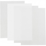 Plastikschrumpfplatten, 20x30 cm, Dicke 0,3 mm, Glänzend transparent, Matt transparent, Mattweiß, 4 Bl./ 1 Pck