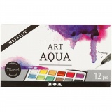 Art Aqua Aquarellfarbe, Größe 10x15 mm, Metallic-Farben, 12 Farbe/ 1 Pck