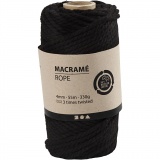 Macramé-Kordel, L 55 m, D 4 mm, Schwarz, 330 g/ 1 Rolle