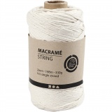 Macramé-Kordel, L 198 m, D 2 mm, Naturweiß, 330 g/ 1 Rolle