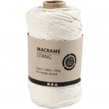 Macramé-Kordel, L 198 M, D 2 mm, Naturweiß, 330 g/ 1 Rolle