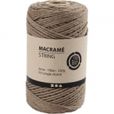 Macramé-Kordel, L 198 M, D 2 mm, Hellbraun, 330 g/ 1 Rolle