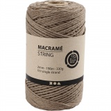 Macramé-Kordel, L 198 m, D 2 mm, Hellbraun, 330 g/ 1 Rolle